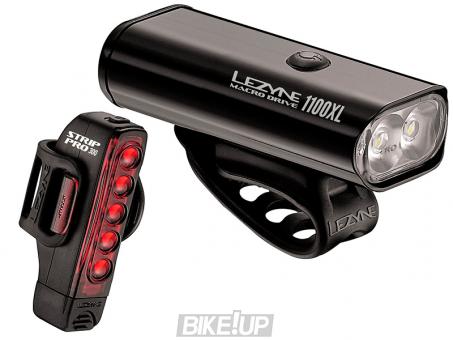 Set of cycling lights Lezyne Macro Drive 1100XL and Strip PRO PAIR Black 2018