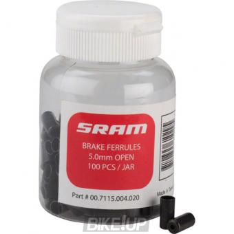 SRAM Pit Stop Brake Ferrules Brass Open End 5.0mm 100pc Black 00.7115.004.020