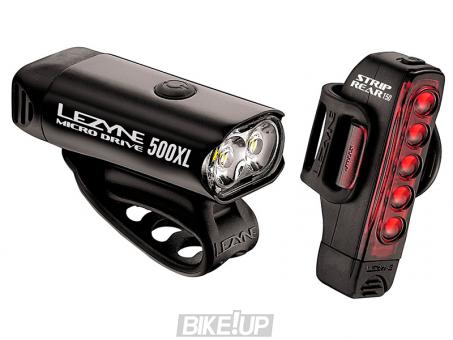 Set of cycling lights Lezyne Micro Drive 500XL and Strip PAIR Black 2018