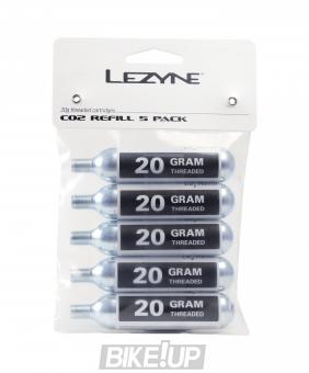 Cylinder 20G THREADED LEZYNE CO2 CARTRIDGES 5-PACK REFILL Silver