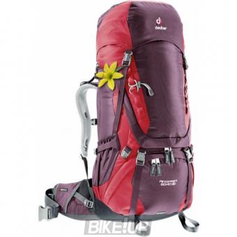 Female backpack Deuter Aircontact 60 + 10 SL aubergine-cranberry