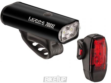 Set of cycling lights Lezyne Lite Drive 700XL and KTV PAIR Black 2018