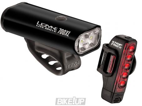 Set of cycling lights Lezyne Lite Drive 700XL and Strip PRO PAIR Black 2018