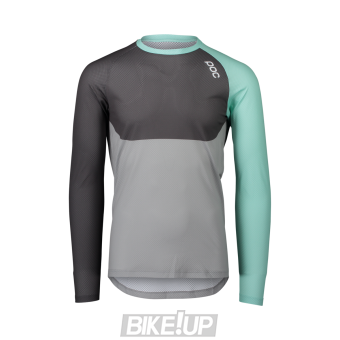 POC MTB Pure LS Jersey Lt Fluorite Green Sylvanite Grey Alloy Grey