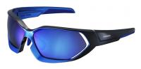 Points Shimano S51-X, FRAME: black glossy blue / lenses: smoky blue mirrored, transparent +