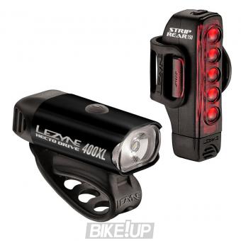 Lights front rear Lezyne HECTO DRIVE 400XL / STRIP DRIVE PAIR Black