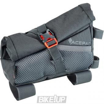 Bicycle frame bag on ACEPAC Roll Fuel Bag M Grey