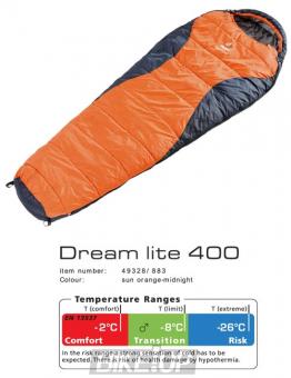 Sleeping bag Deuter Dream Lite 400 Sun Orange Midnight -8 Right