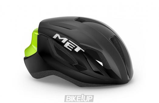 MET Helmet STRALE Black Fluo Yellow Reflective Glossy