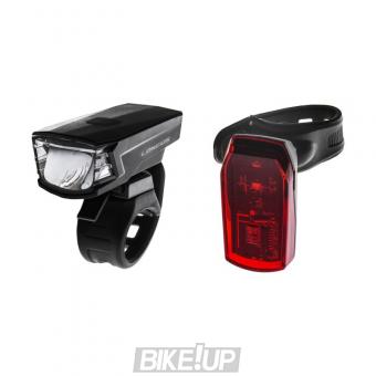 light set LONGUS SINGLE 1LED / 2F + 1LED / 2F USB / battery Black