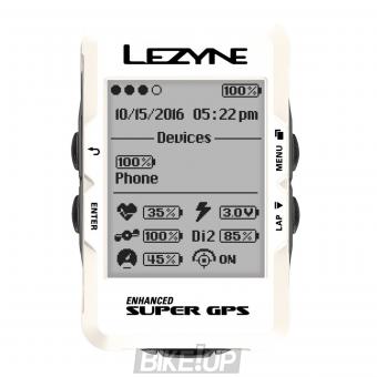 Bike computer with GPS Lezyne SUPER GPS 2019 Limited White