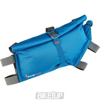 Bicycle frame bag on ACEPAC Roll Frame Bag L Blue